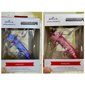 Minecraft Axolotl Christmas Ornament Pink Purple Bundle of 2 Hallmark NIB